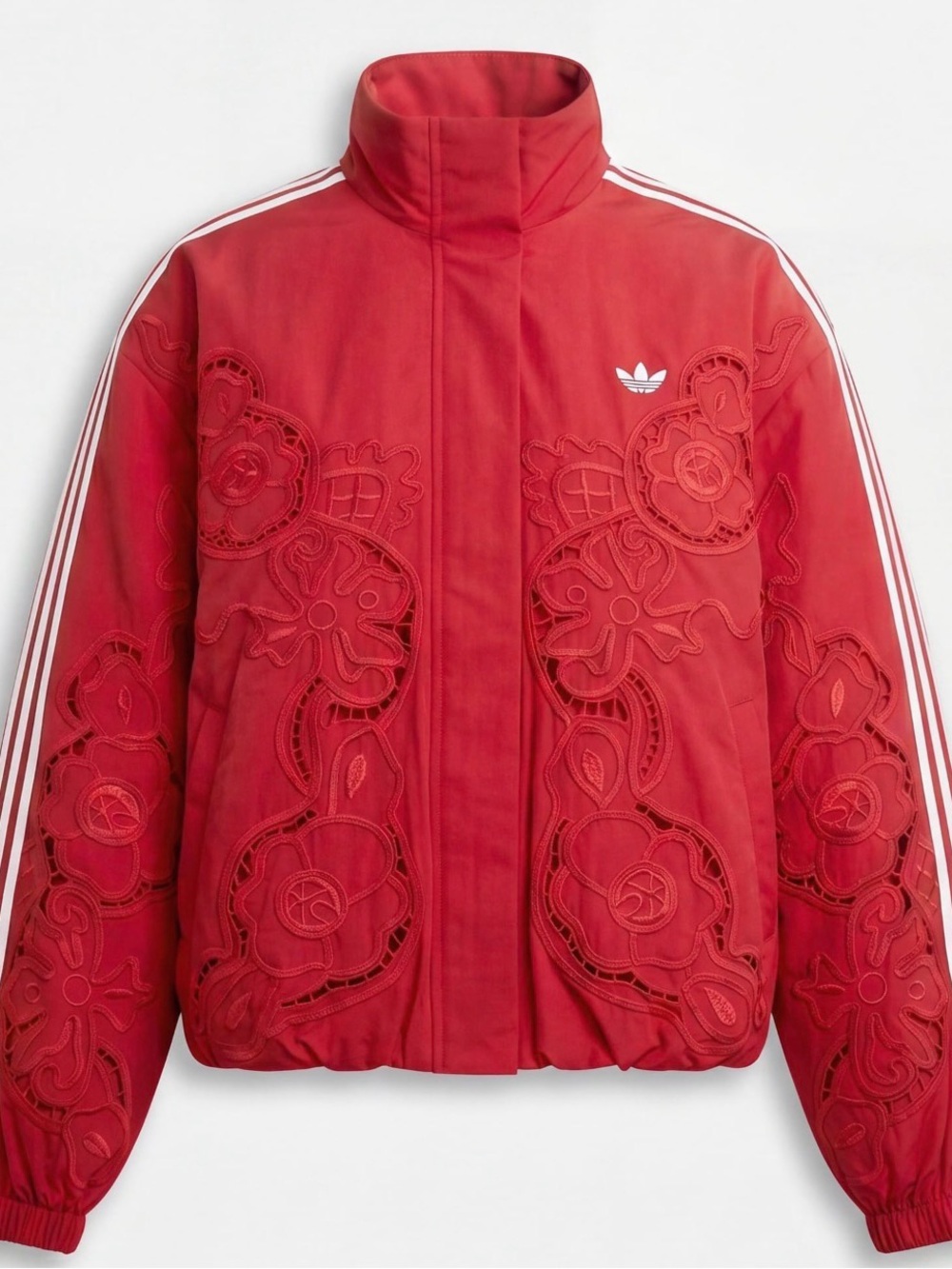 adidas x asos Red Floral Cutout Bomber Jacket